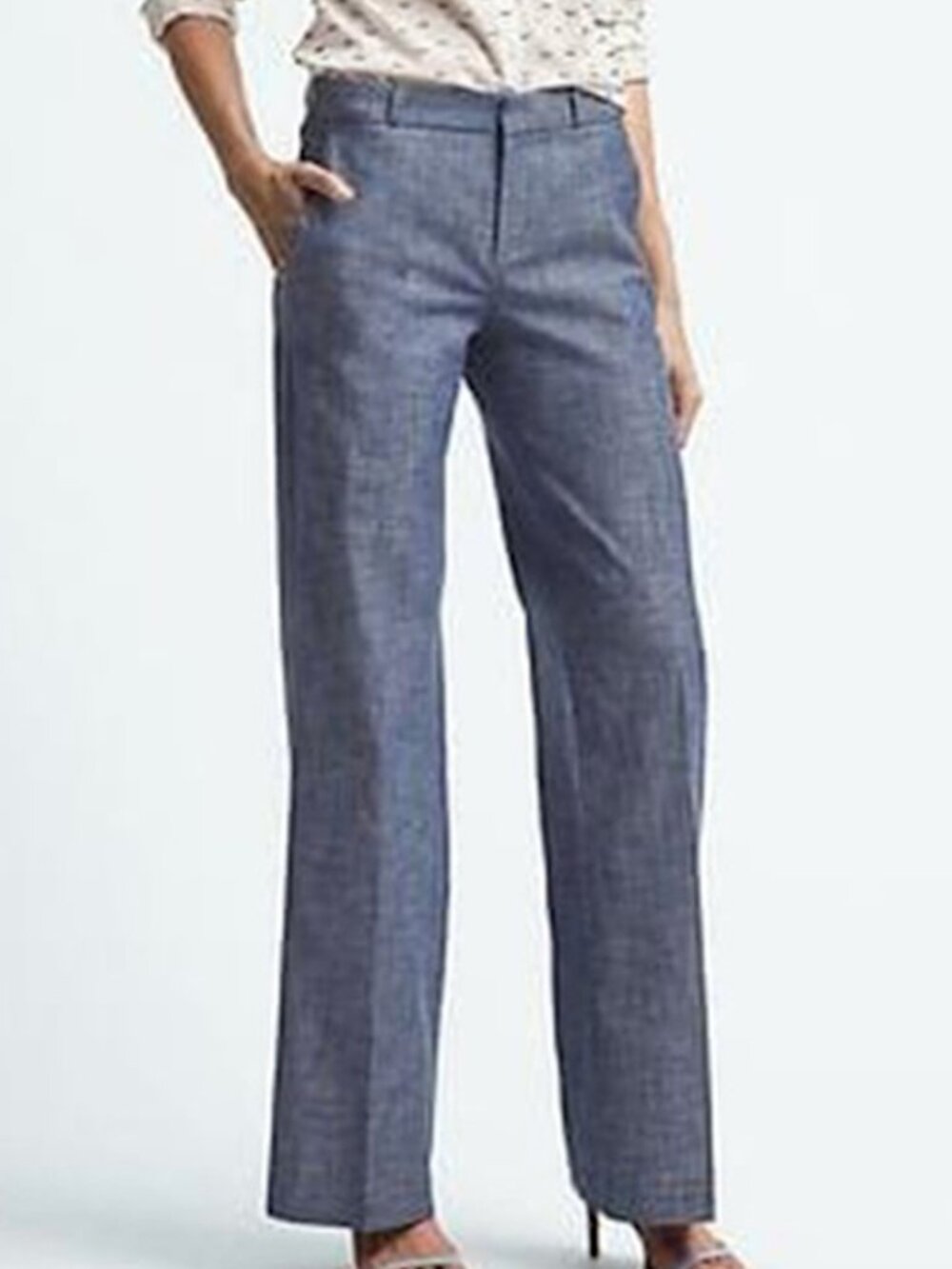 Banana Republic Logan Blue Chambray Linen Blend Summer Pants Trousers 8